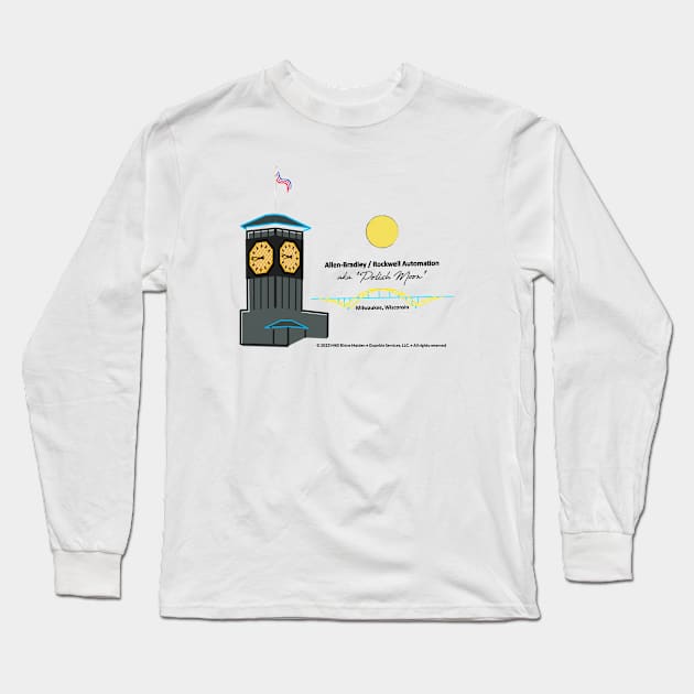 Rockwell Clock Tower • Polish Moon • MKE, WI Long Sleeve T-Shirt by The MKE Rhine Maiden